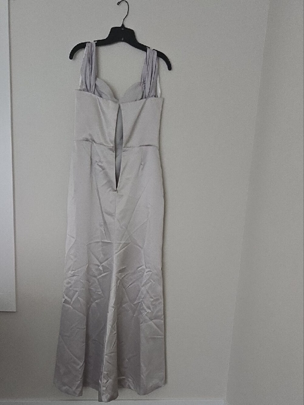 After Six Silver Satin Maxi Dress with Draped Bodice - Picture 2 of 2